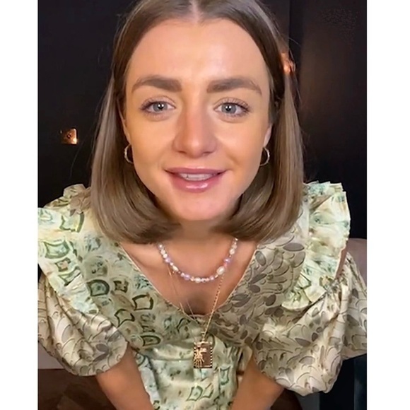 NEVER FULLY DRESSED Satin Puffed Sleeve Cold Shoulder Ruffled Wrap Midi Dress 2 - Picture 6 of 13